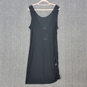 Pinup Fashion Dress Womens XL Black Sleeveless Sexy Stretchy Sheer Ruched Side